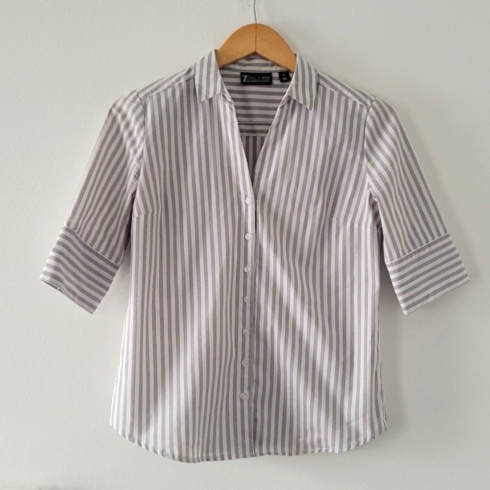 New York & Company 7th Avenue Madison Striped Button Down